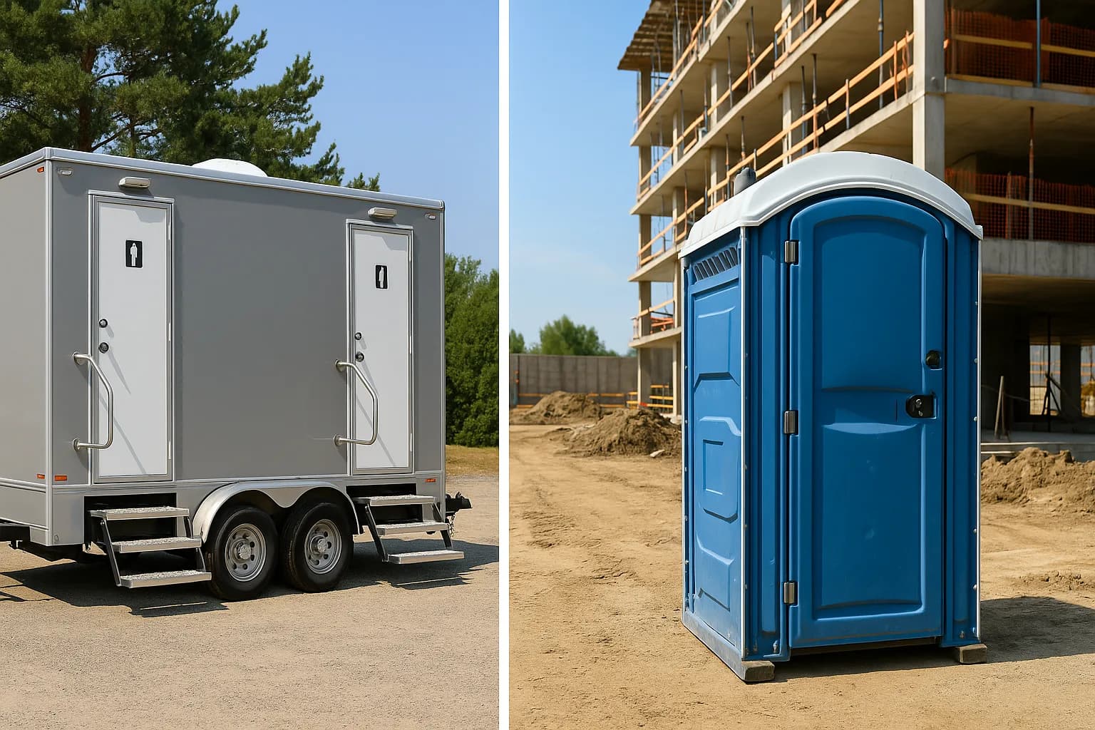 Construction site porta potty rental — portable toilets for job sites and contractors