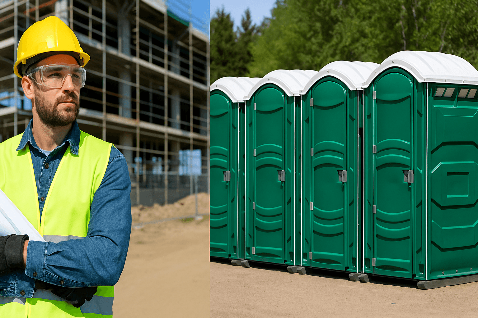 Porta potty rental on a Denver, Colorado construction site