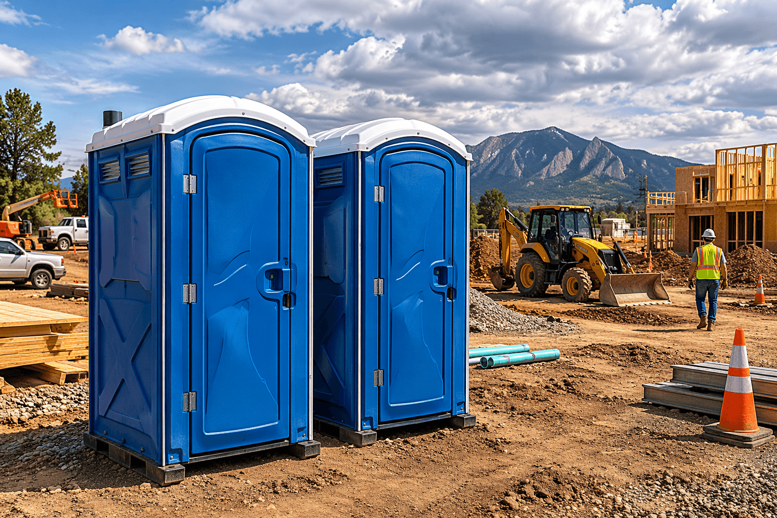 Portable toilet rental on a Colorado construction job site
