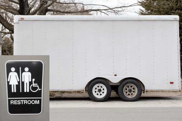 Portable restrooms set up for an outdoor event