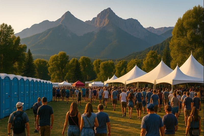 Porta potty rentals at a Colorado mountain festival event