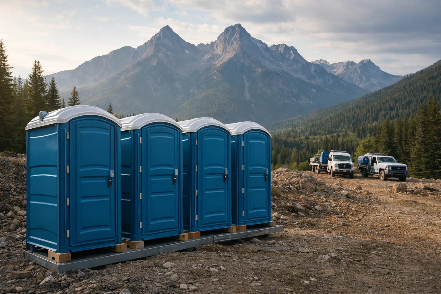 Porta potty rental in Colorado mountain rugged terrain