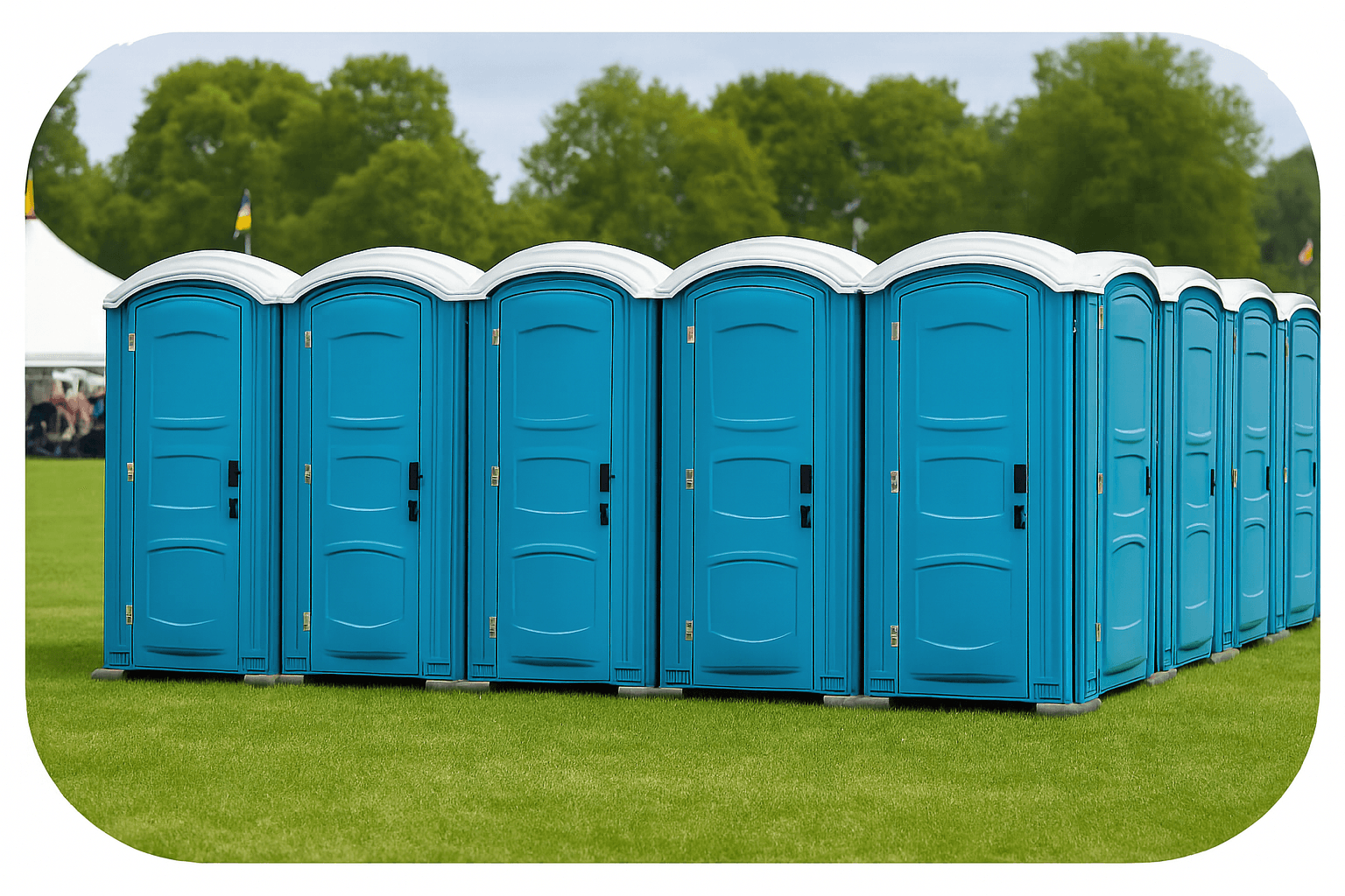 Standard porta potty rental units for events and construction